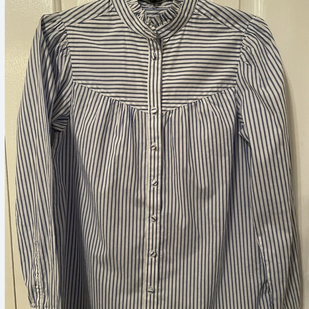 J. Crew Blue and White Dress Shirt Classic Stripes